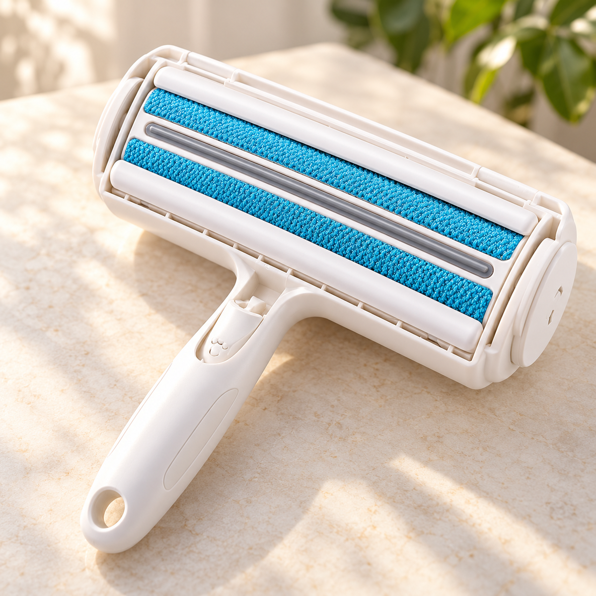Blue reusable fabric brush surface and central cleaning wiper